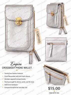 Empire Crossbody Phone Wallet (Silver)